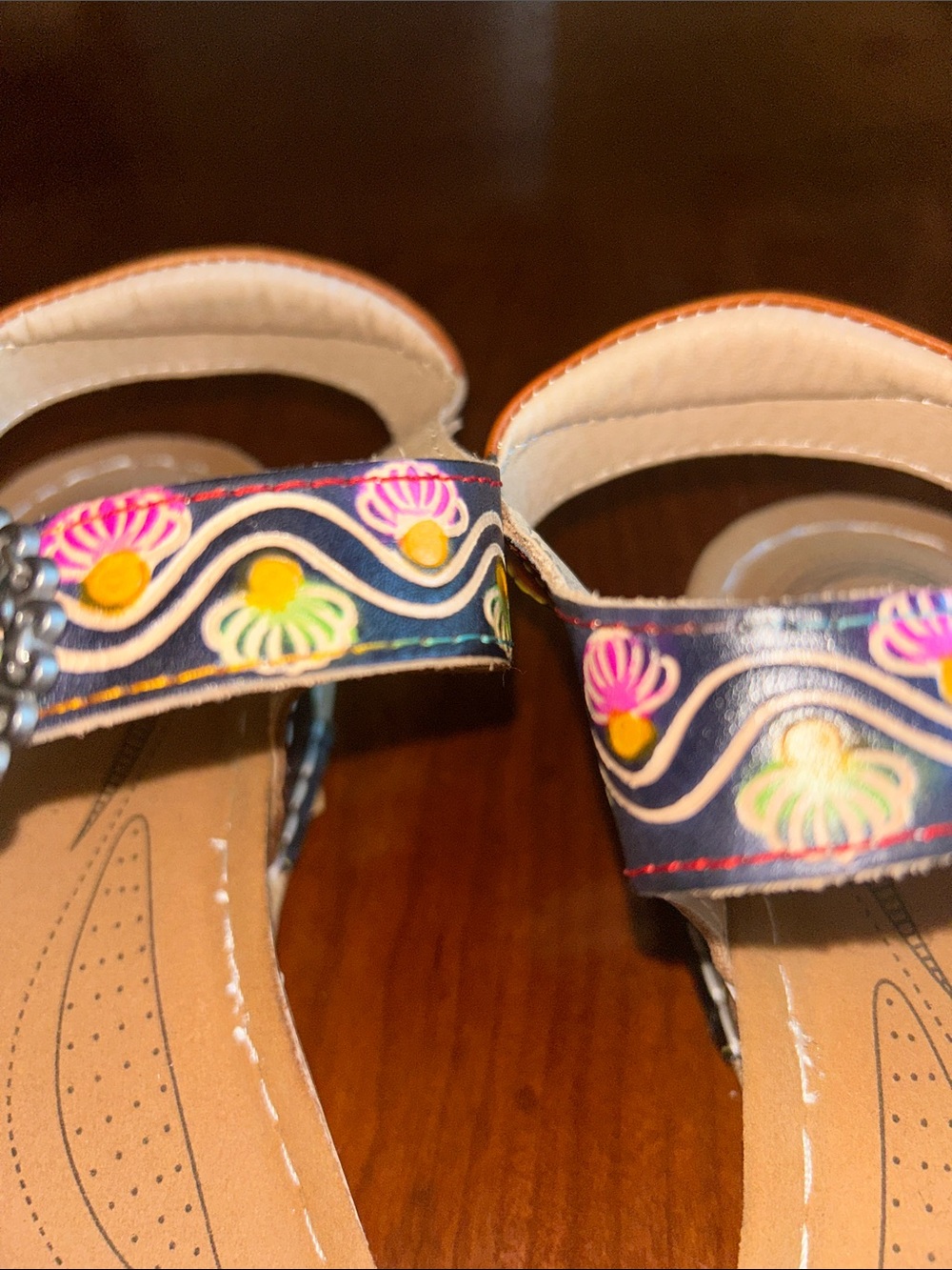 Women's Floral Multi-Color Leather Sandals - Picture 4 of 7